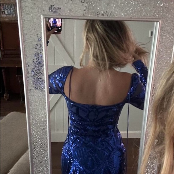 Lucy in the Sky Royal Blue Long Sleeve Dress - Picture 3 of 4